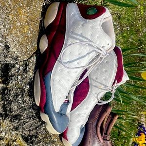 White red and gray air Jordans, real